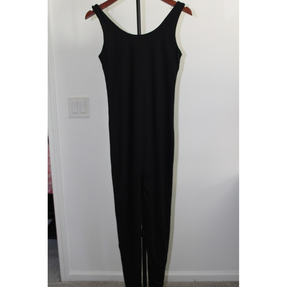 Poshdivah Black Sleeveless Bodysuit Jumpsuit Unitard Small Maternity‎ Friendly